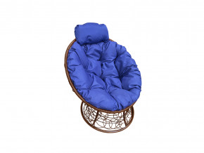 Кресло Папасан мини с ротангом синяя подушка в Сургуте - surgut.magazinmebel.ru | фото