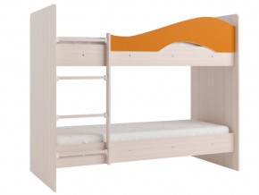 Кровать 2-х ярусная Мая на латофлексах млечный дуб, оранжевая в Сургуте - surgut.magazinmebel.ru | фото