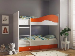 Кровать 2-х ярусная Мая с ящиками на латофлексах белый-оранж в Сургуте - surgut.magazinmebel.ru | фото
