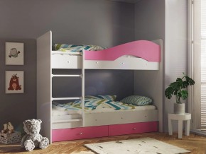 Кровать 2-х ярусная Мая с ящиками на латофлексах белый-розовый в Сургуте - surgut.magazinmebel.ru | фото - изображение 1