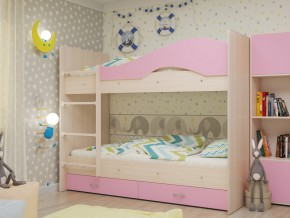Кровать 2-х ярусная Мая с ящиками на латофлексах розовая в Сургуте - surgut.magazinmebel.ru | фото