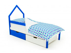 Кровать-домик мини Svogen с ящиками и бортиком сине-белый в Сургуте - surgut.magazinmebel.ru | фото