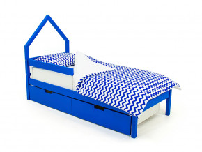 Кровать-домик мини Svogen с ящиками и бортиком синий в Сургуте - surgut.magazinmebel.ru | фото
