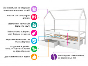 Кровать-домик Svogen с фото с ящиками и бортиком белый/барашки в Сургуте - surgut.magazinmebel.ru | фото - изображение 2