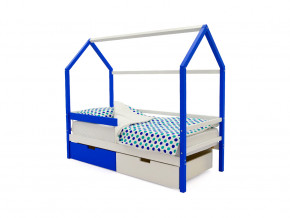Кровать-домик Svogen с ящиками и бортиком сине-белый в Сургуте - surgut.magazinmebel.ru | фото - изображение 1