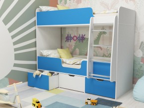 Кровать двухъярусная Малыш двойняшка белый-голубой в Сургуте - surgut.magazinmebel.ru | фото