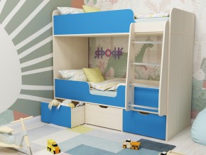 Кровать двухъярусная Малыш двойняшка дуб молочный-голубой в Сургуте - surgut.magazinmebel.ru | фото