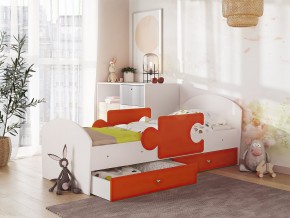 Кровать Мозаика с ящиком и бортиками на ламелях белый-оранж в Сургуте - surgut.magazinmebel.ru | фото