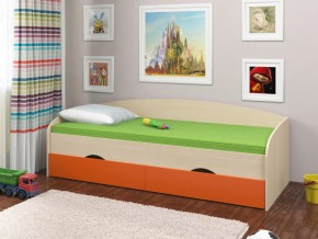 Кровать Соня 2 дуб молочный-оранжевый в Сургуте - surgut.magazinmebel.ru | фото