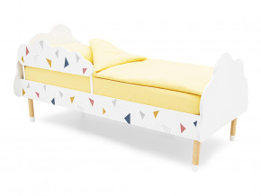 Кровать Stumpa Облако бортик, рисунок Треугольники желтый, синий, розовый в Сургуте - surgut.magazinmebel.ru | фото