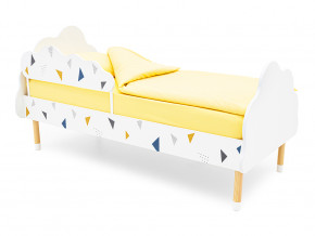 Кровать Stumpa Облако с бортиком рисунок Треугольники желтый, синий в Сургуте - surgut.magazinmebel.ru | фото - изображение 1