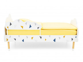 Кровать Stumpa Облако с бортиком рисунок Треугольники желтый, синий в Сургуте - surgut.magazinmebel.ru | фото - изображение 3