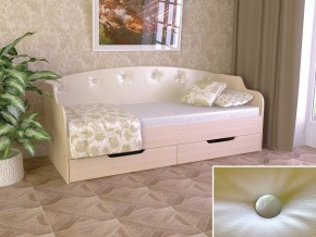Кровать Юниор Тип 2 дуб молочный-белый перламутр 800х1600 в Сургуте - surgut.magazinmebel.ru | фото - изображение 1