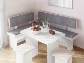 Кухонный уголок Парма Белый, ткань серая в Сургуте - surgut.magazinmebel.ru | фото - изображение 3