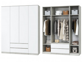 Шкаф для одежды четырехдверный Лори дуб серый, белый в Сургуте - surgut.magazinmebel.ru | фото