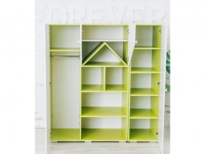Шкаф-стеллаж Домик с пеналами зеленый-белый в Сургуте - surgut.magazinmebel.ru | фото - изображение 2
