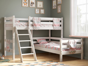 Угловая кровать Соня Вариант 8 с наклонной лестницей белая в Сургуте - surgut.magazinmebel.ru | фото